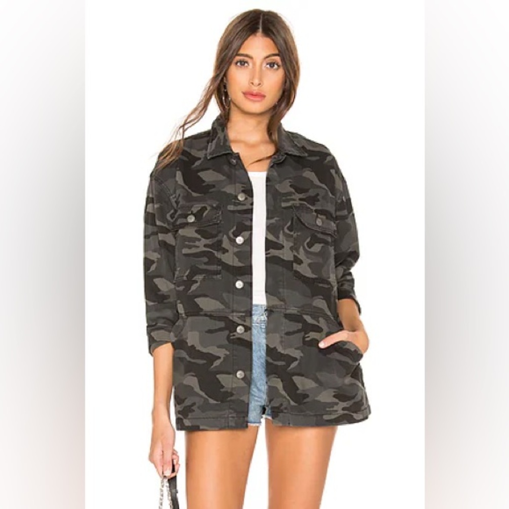 Lovers +‎ Friends X REVOLVE Revolve Denim Camo Long Sleeve Jacket NWOT